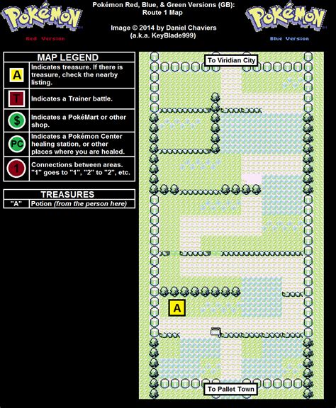 Pokémon Red / Blue Route 1 Map (PNG) - Neoseeker Walkthroughs