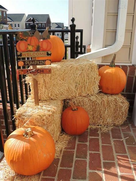 Outdoor decor for pumpkin patch bday party. Simple straw bales, some ...