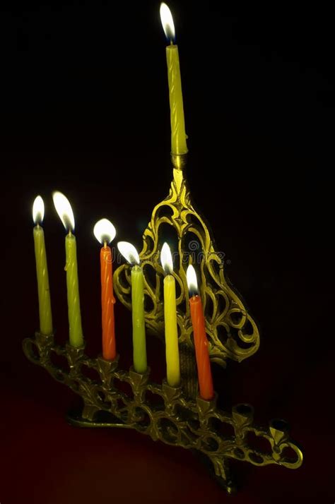 Hanuka Candles in Hanukkiya Stock Image - Image of festival, chanukah ...