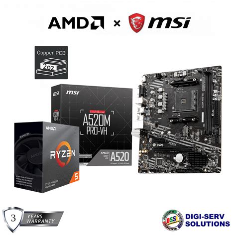 (MSI Bundle) MSI A520M PRO-VH MATX Gaming Motherboard with AMD Ryzen 5 ...