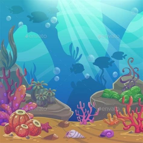 Cartoon Underwater Vector Illustration | Underwater cartoon, Ocean ...