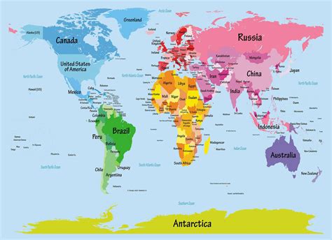 Labeled World Map Map Of The World Labeled World Map Labeled Countries ...