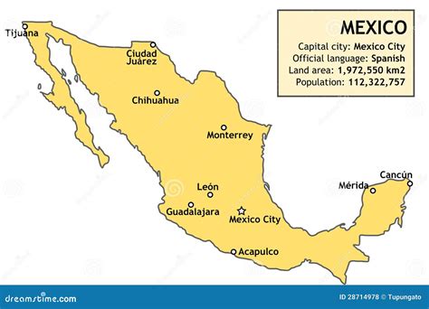 Mapa de México ilustração do vetor. Ilustração de tijuana - 28714978