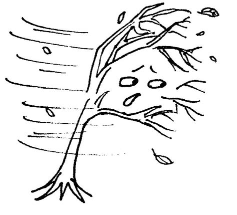 a drawing of a tree with leaves falling off it