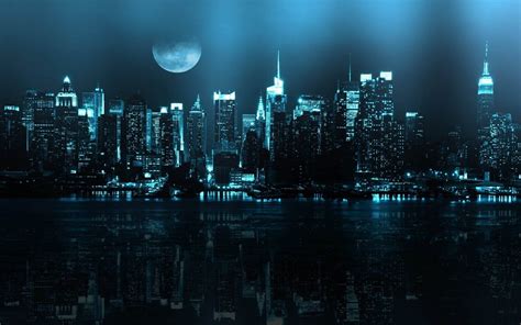 City building, night, cityscape, reflection, digital art HD wallpaper ...