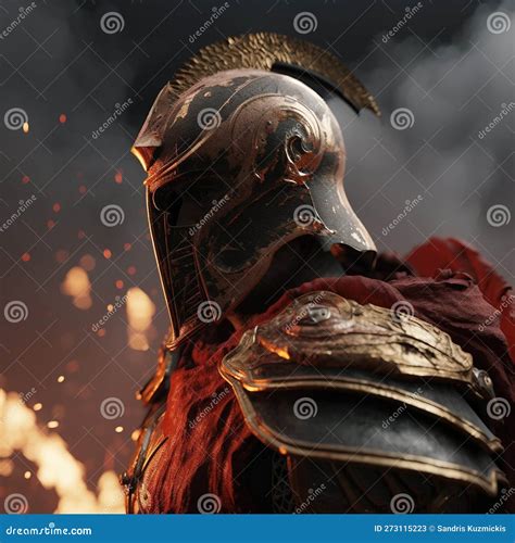 A Spartan Wearing Intricate Gold Armour Ands Red Robes. Generative AI ...