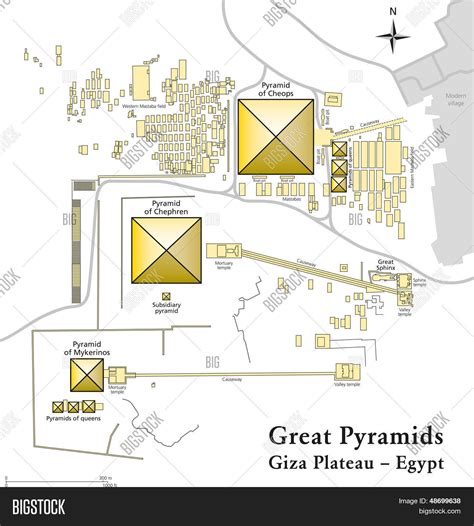 Pyramids Giza Map Vector & Photo (Free Trial) | Bigstock