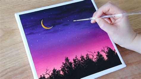 easy night sky painting tutorial - Sondra Beauregard