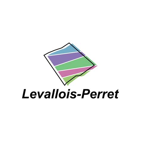 Map of Levallois Perret City colorful geometric modern outline, High ...