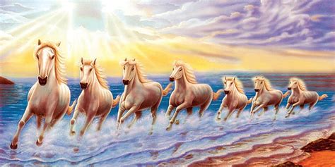 INCLUDE White 7 Horse Running Natural Vastu Painting (Vinyl, inches ...