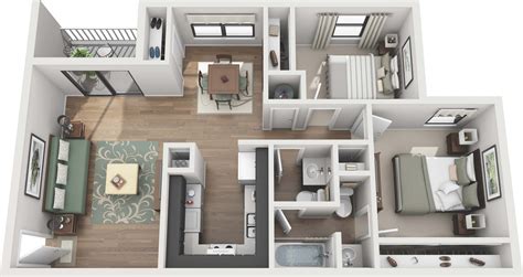 2 Bedroom Apartment Floor Plan Ideas - DUNIA DECOR