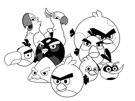 Reunited characters - Angry Birds Coloring Pages for Kids