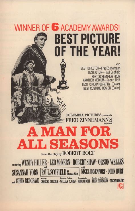 A Man for All Seasons Original 1967 U.S. Movie Herald - Posteritati ...