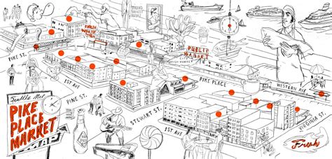 Michael Byers | Pike Place Market Map For Seattle Met | Levy Creative ...