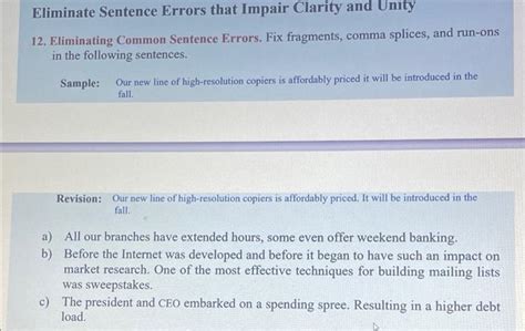 Eliminate Sentence Errors that Impair Clarity and | Chegg.com