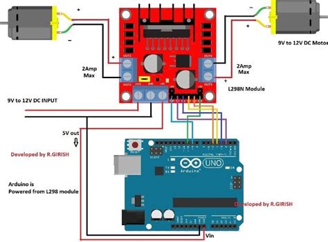 schematic diagram of L298N module. | Arduino, Circuit projects, Motor