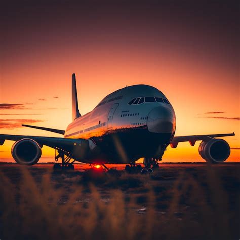 Premium Photo | Photo of airplane at sunset beautiful photography