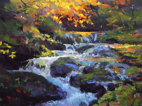 Creek Light Beautiful Landscape Paintings, Pastel Landscape, Landscape ...