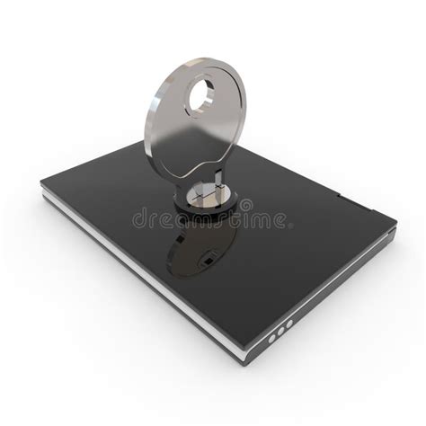 Laptop with Lock and Key. Concept of Security Stock Illustration ...