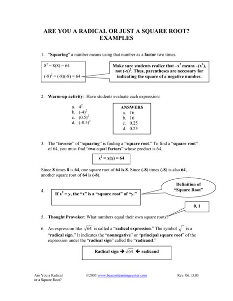 are you a radical or just a square root? examples