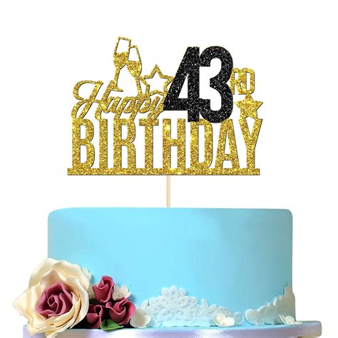 Buy Happy 43rd Birthday Cake Topper - Forty three-year-old Cake Topper ...