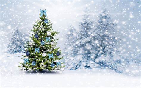 Snowy Christmas Trees Wallpaper