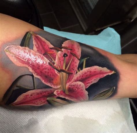 Stargazer Lily Tattoo by John Barrett | Tattoos, Floral tattoo