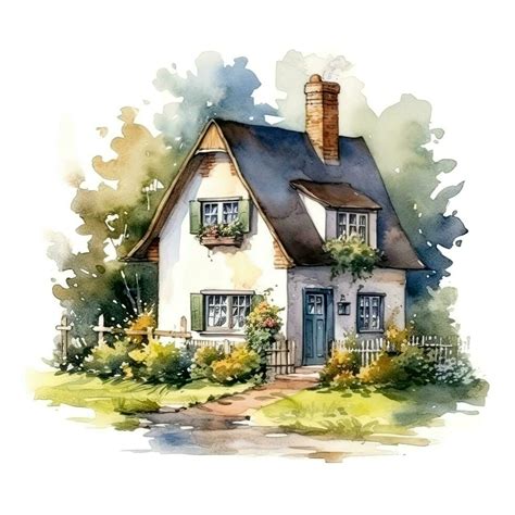 Cute watercolor house. Illustration 24529557 Stock Photo at Vecteezy