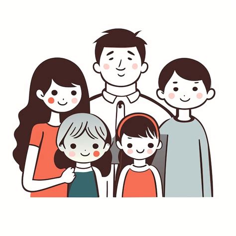 Happy family father mother and child cute hand drawn pattern vector ...