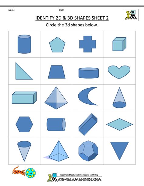 2d 3d Shapes Worksheets