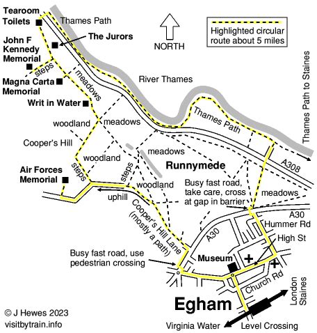 Visit Egham by train - Museum, walk to Runnymede and Magna Carta Memorial