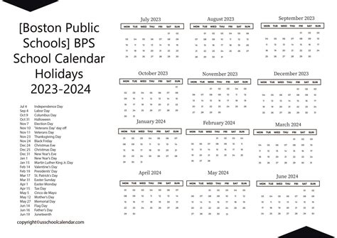 [Boston Public Schools] BPS School Calendar 2023-2024