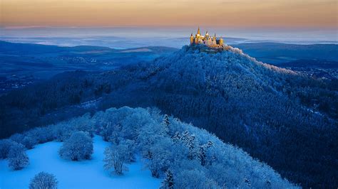 Hohenzollern Castle near Stuttgart, view from Zeller Horn, Germany ...