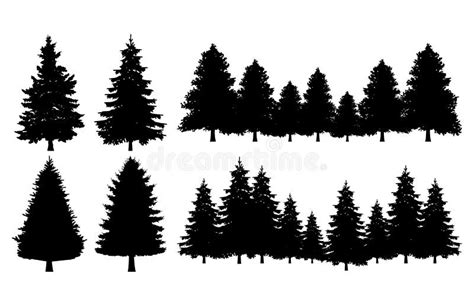 Pine Tree Silhouette Collections Set Stock Vector - Illustration of ...