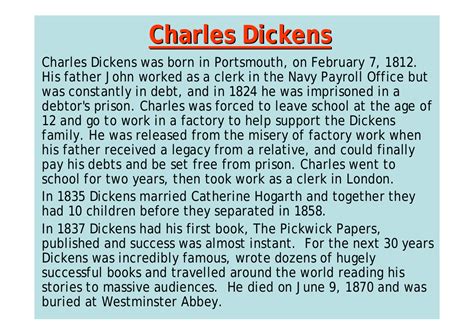 Biography and Autobiography - Lesson 1 - Charles Dickens Worksheet ...