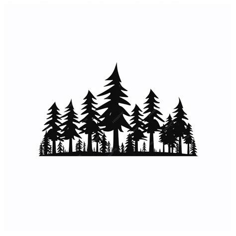 Premium AI Image | A black and white silhouette of a forest with trees ...