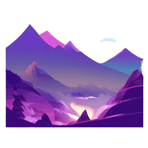 Purple Mountain Scenery with Bear and Sun · Creative Fabrica