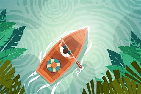 Landscape nature canal and boat cartoon vector 2926626 Vector Art at ...