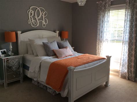 Orange and gray bedroom | Bedroom inspirations, Gray bedroom