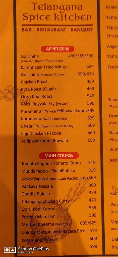 Menu at Telangana Spice Kitchen, Secunderabad