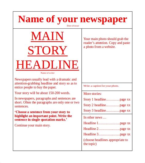 Fake Newspaper Template Free