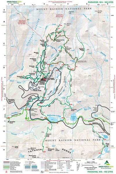 Green Trails Mount Rainier Paradise Map 270S: DiscoverNW.org