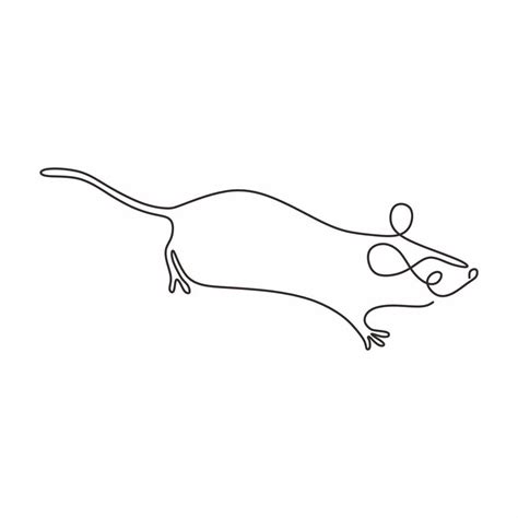 Continuous one line drawing rat mouse minimalism. 3414196 Vector Art at ...