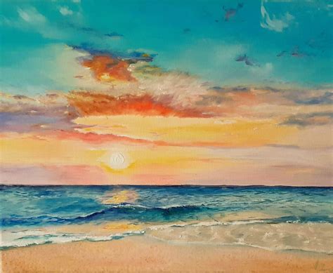 Amomentofjoy.art in 2021 | Sunset painting, Sky painting, Beach sunset ...