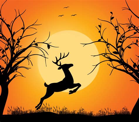 Sunset Deer Silhouette PNG | Etsy