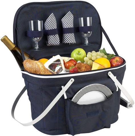 (D) Collapsible Insulated Picnic Basket for Two Equipment Set for Outd