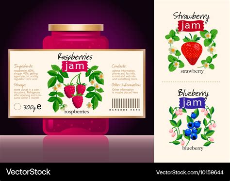 Berries jam label collection Royalty Free Vector Image