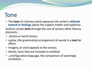 Literary devices introduction to theme mood and tone | PPT