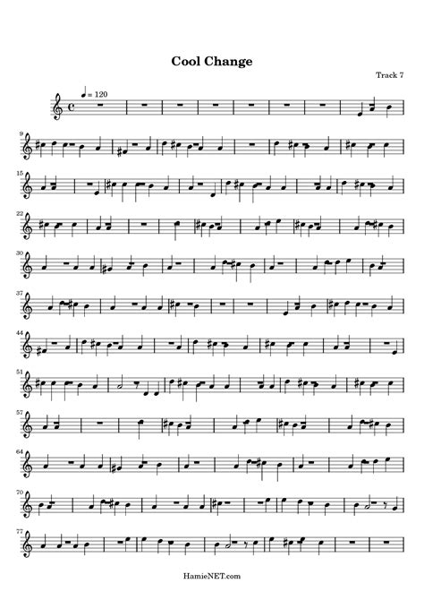 Cool Change Sheet Music - Cool Change Score • HamieNET.com