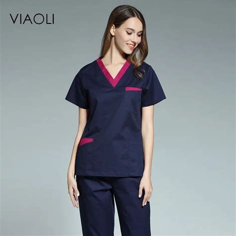 Viaoli 2017 new women's short sleeved medical scrub uniform suits ...